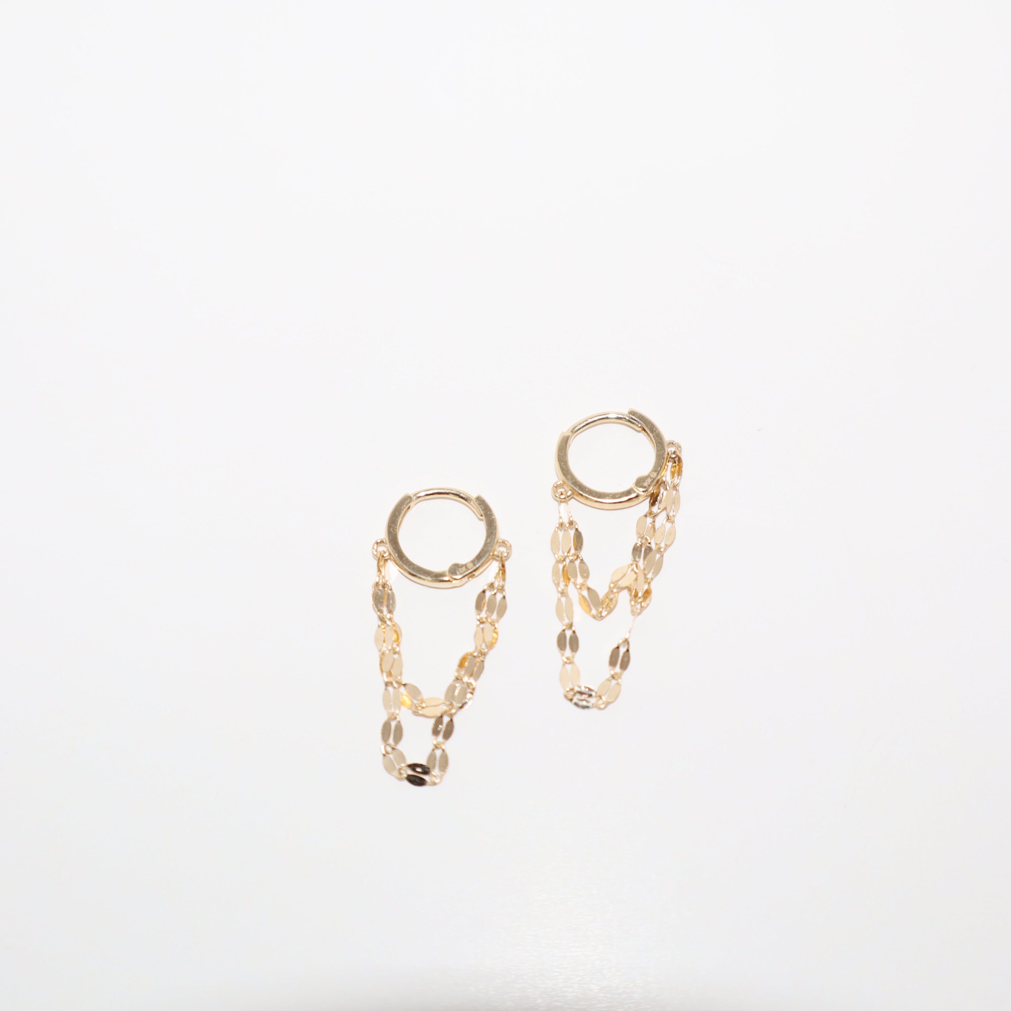 Double Chains Huggies Earrings | 10k Solid Gold