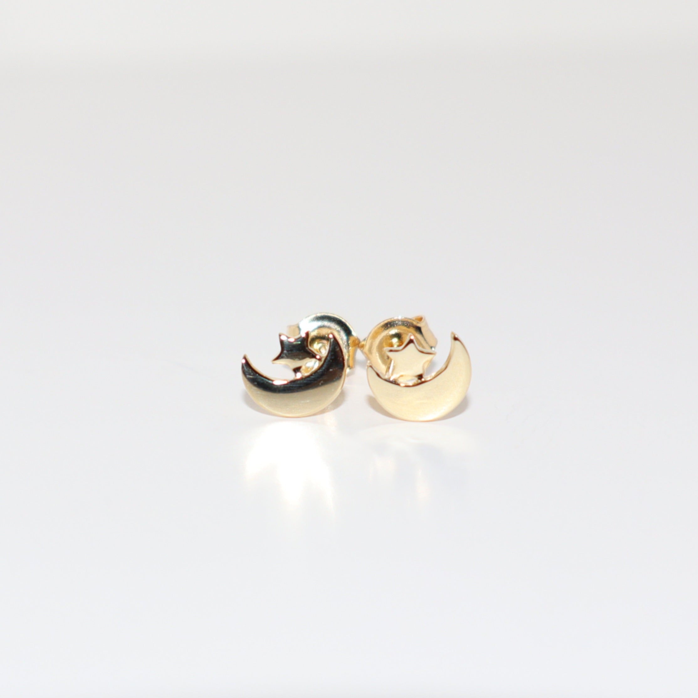 Stars and Moon Stud Earrings | 10k Solid Gold