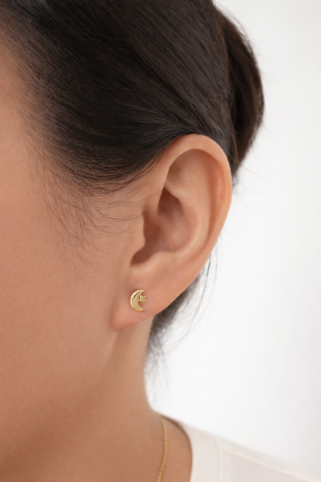 Stars and Moon Stud Earrings | 10k Solid Gold